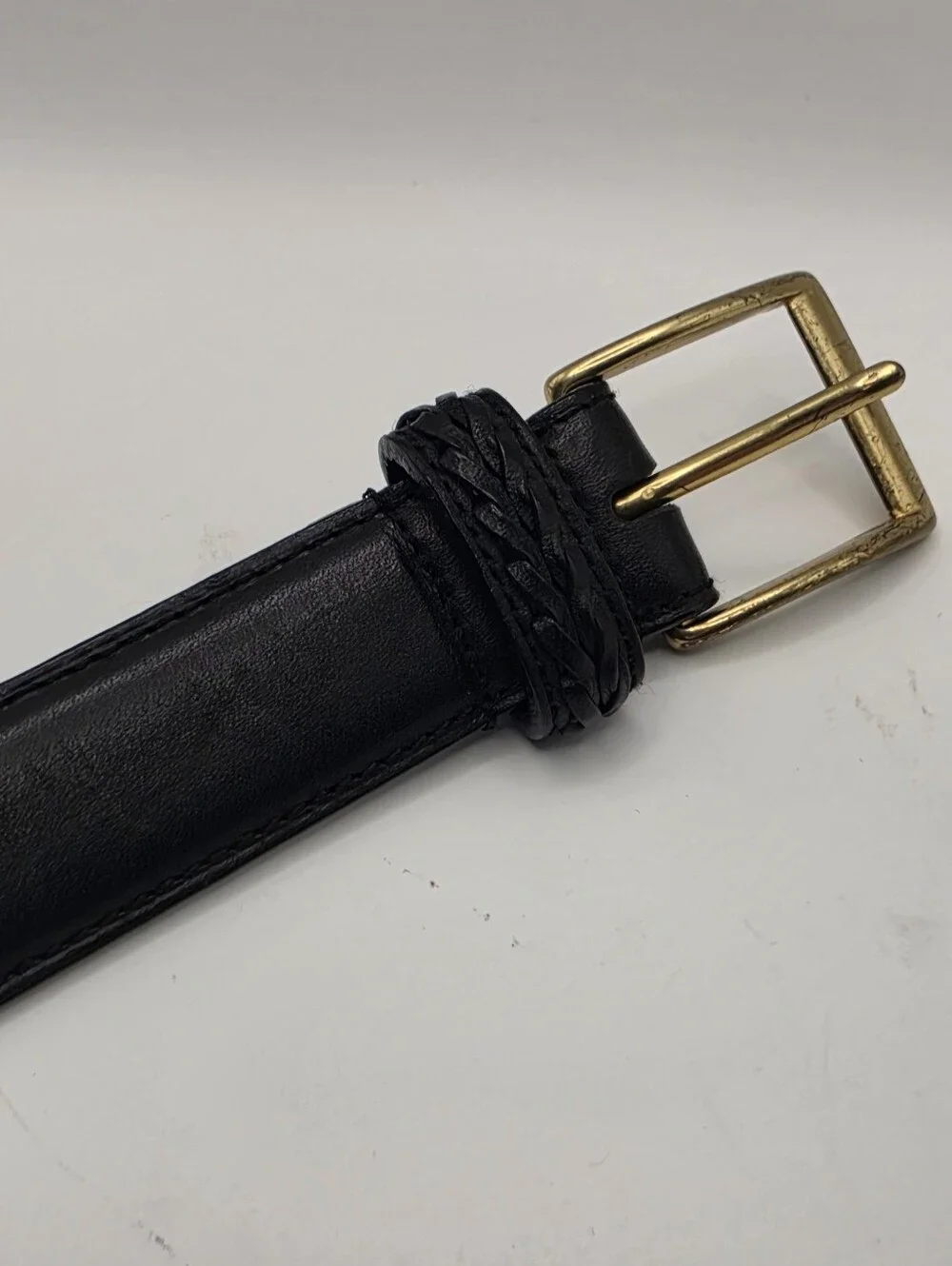Coach Black Leather Braided Belt Size 36 Brass Buckle Full Grain 6918 Classic